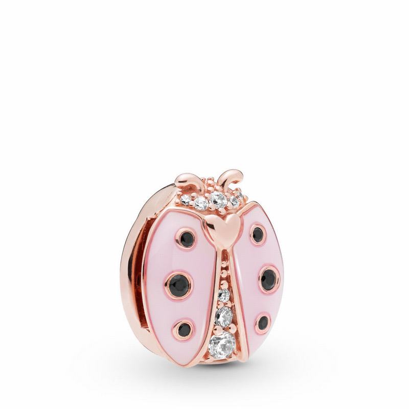 Pandora Reflexions™ Pink Ladybird Clip Charm - Pandora Rose/Enamel/Black/Mixed Stones - Canada | QX8